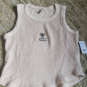 Denim & Flower Cream Ribbed Tank Top